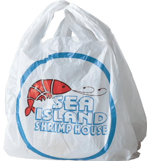 A Sea Island Shrimp House seafood order back for ordering curbside to-go or online delivery