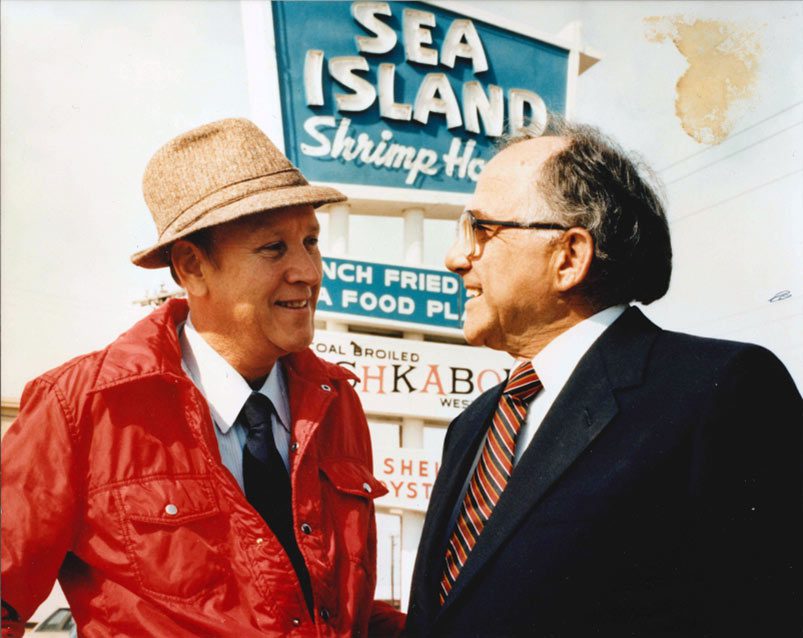 A colored photo of Dan Anthony and Henry Reed, cofounders of Sea Island Shrimp House